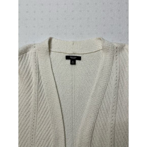 Simply Vera Vera Wang Long Cardigan Sweater White Textured Knit Women’s XL - Picture 4 of 6